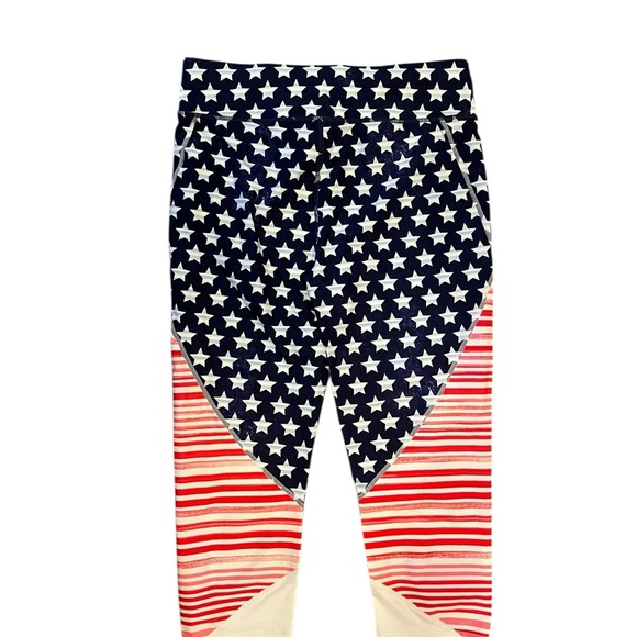 Tommy Hilfiger Res White and Blue Cropped Leggings Patriotic 4th of July - Picture 5 of 6